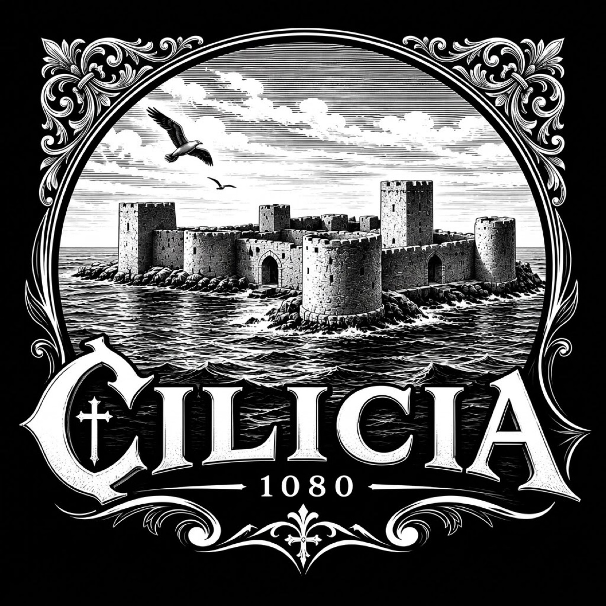 Cilicia fortress emblem on black